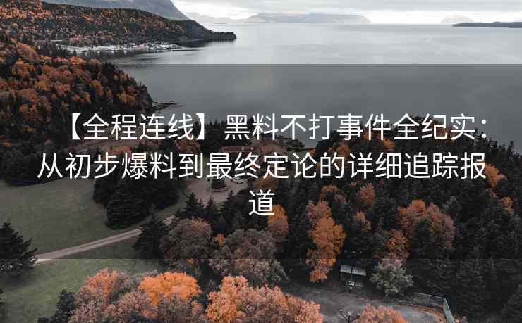 【全程连线】黑料不打事件全纪实：从初步爆料到最终定论的详细追踪报道