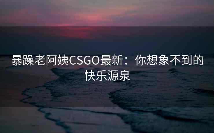暴躁老阿姨CSGO最新：你想象不到的快乐源泉
