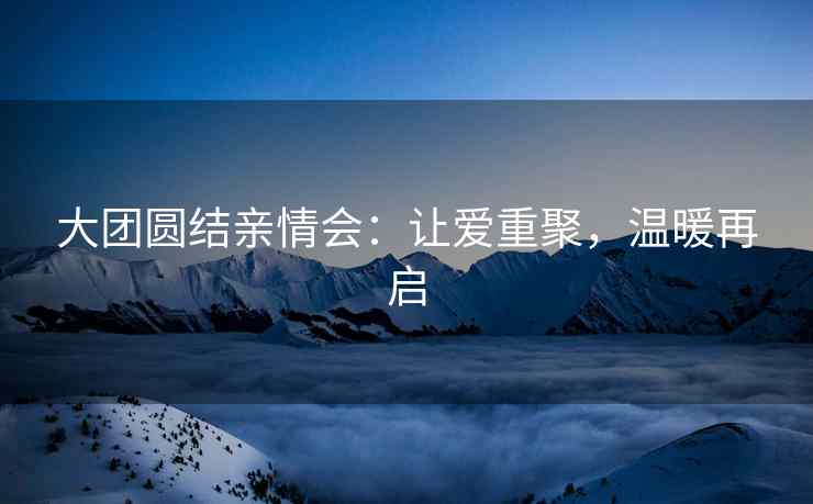 大团圆结亲情会：让爱重聚，温暖再启