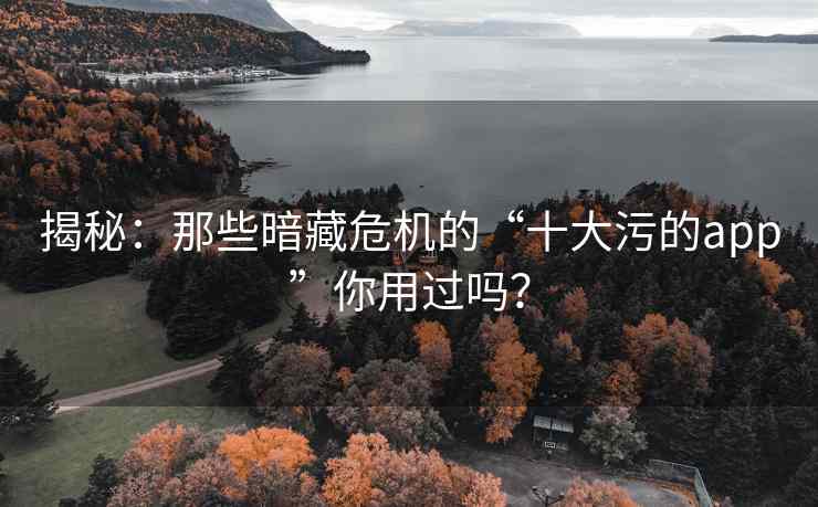 揭秘：那些暗藏危机的“十大污的app”你用过吗？