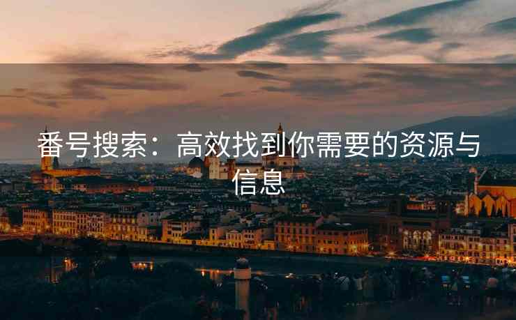 番号搜索：高效找到你需要的资源与信息